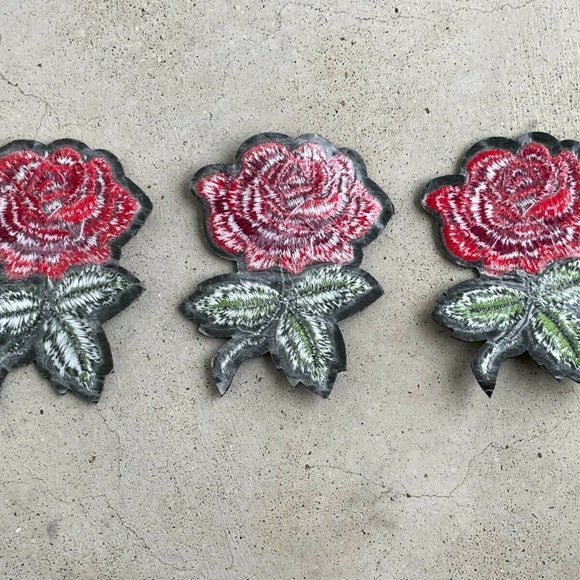Red Roses Iron On Patches Embroidery for Craft Clothes Applique Lot of 3 Patches - Picture 4 of 8